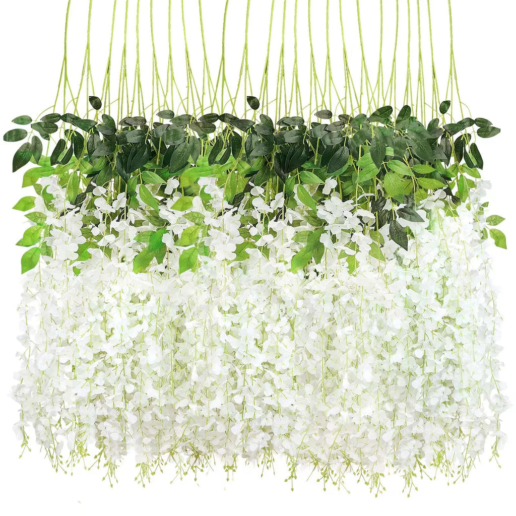 Lot de 12 guirlandes de glycine artificielle pour jardin, cour et décoration extérieure