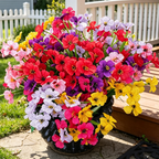 Lot de 24 Bouquets de Fleurs Artificielles Résistantes UV – 35cm Plantes Fausses sans Décoloration pour Jardin, Porche & Jardinières Extérieur