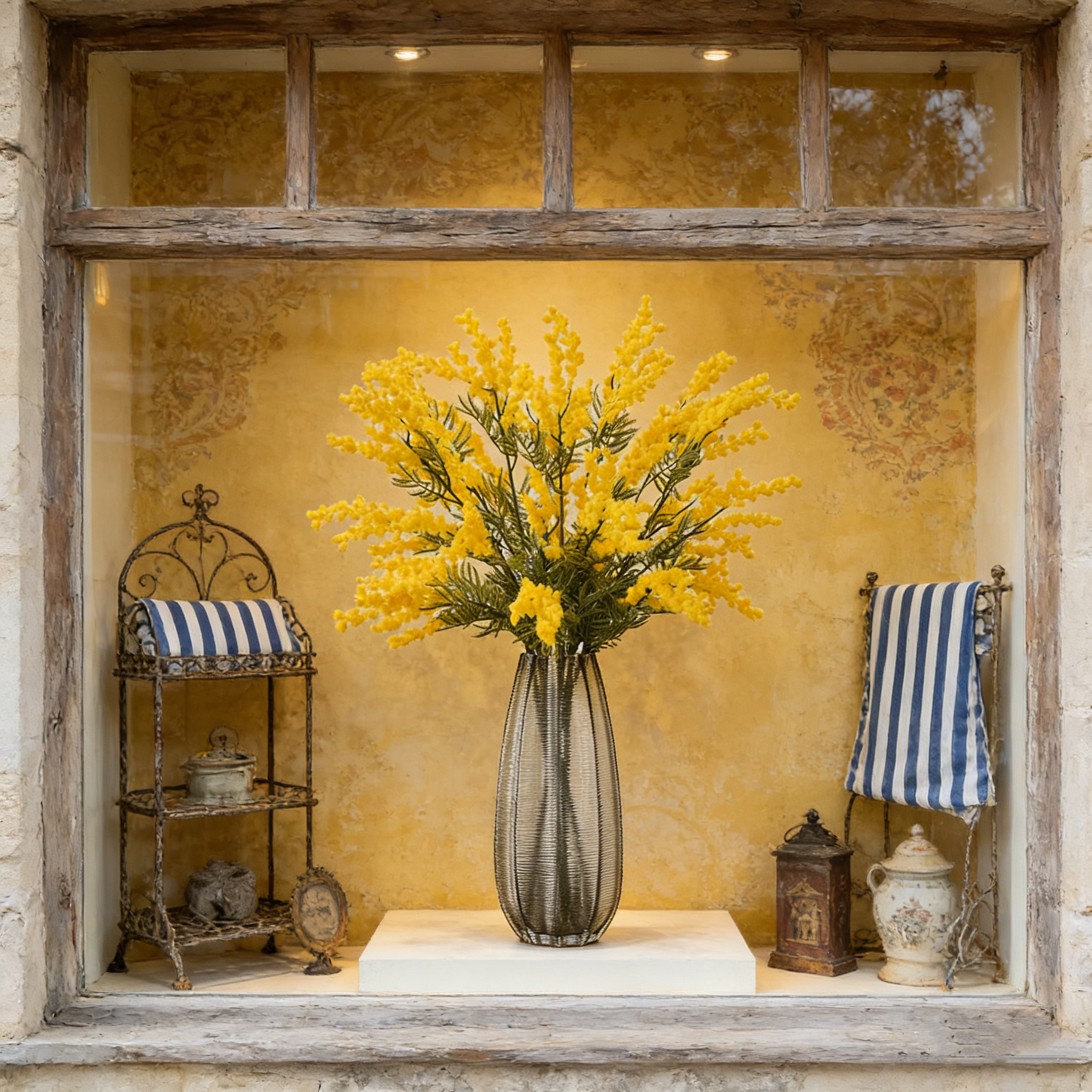 Branche de Mimosa Artificiel Fleur Fausse Réaliste du Sud de la France pour Décoration Mariage Salon Bouquet