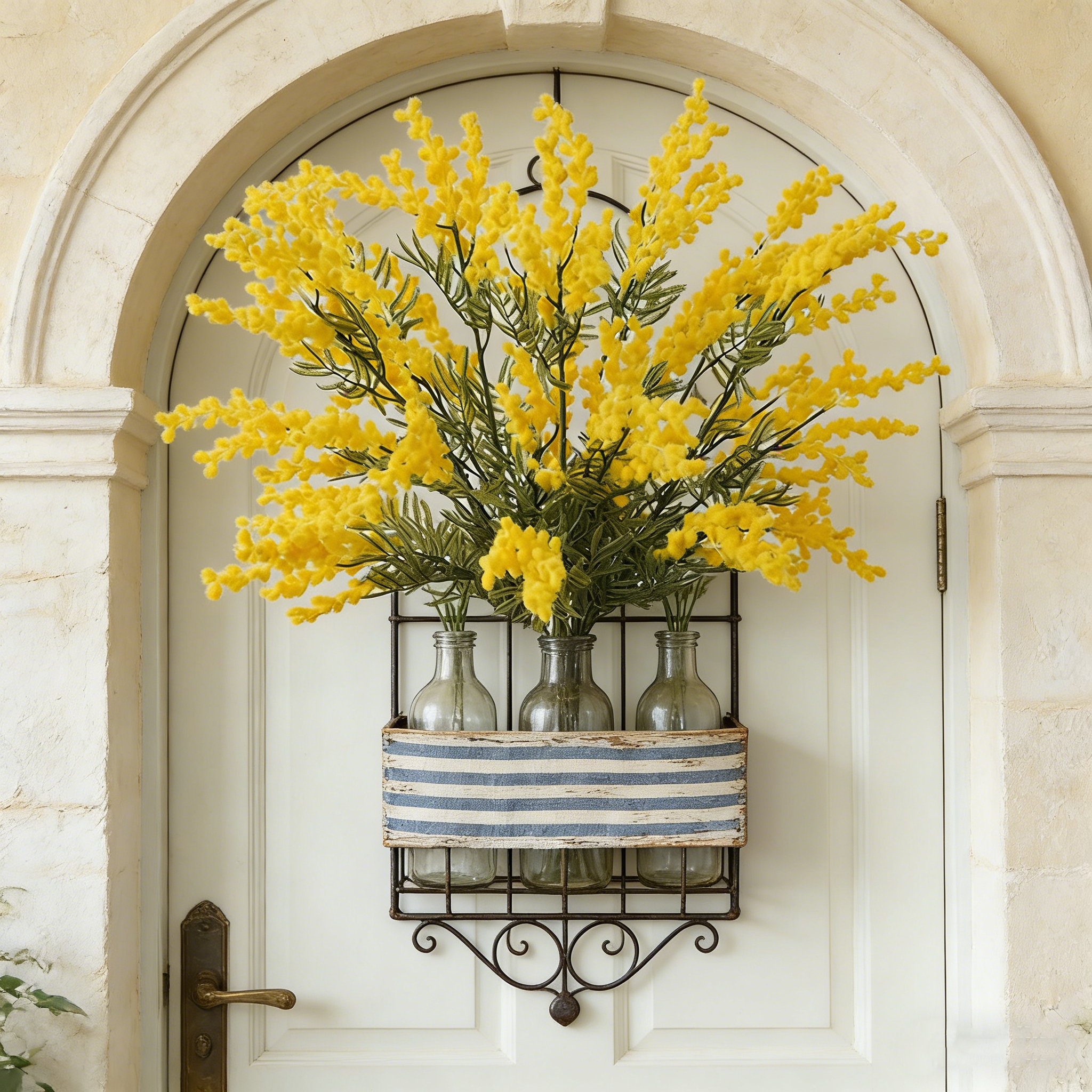 Branche de Mimosa Artificiel Fleur Fausse Réaliste du Sud de la France pour Décoration Mariage Salon Bouquet