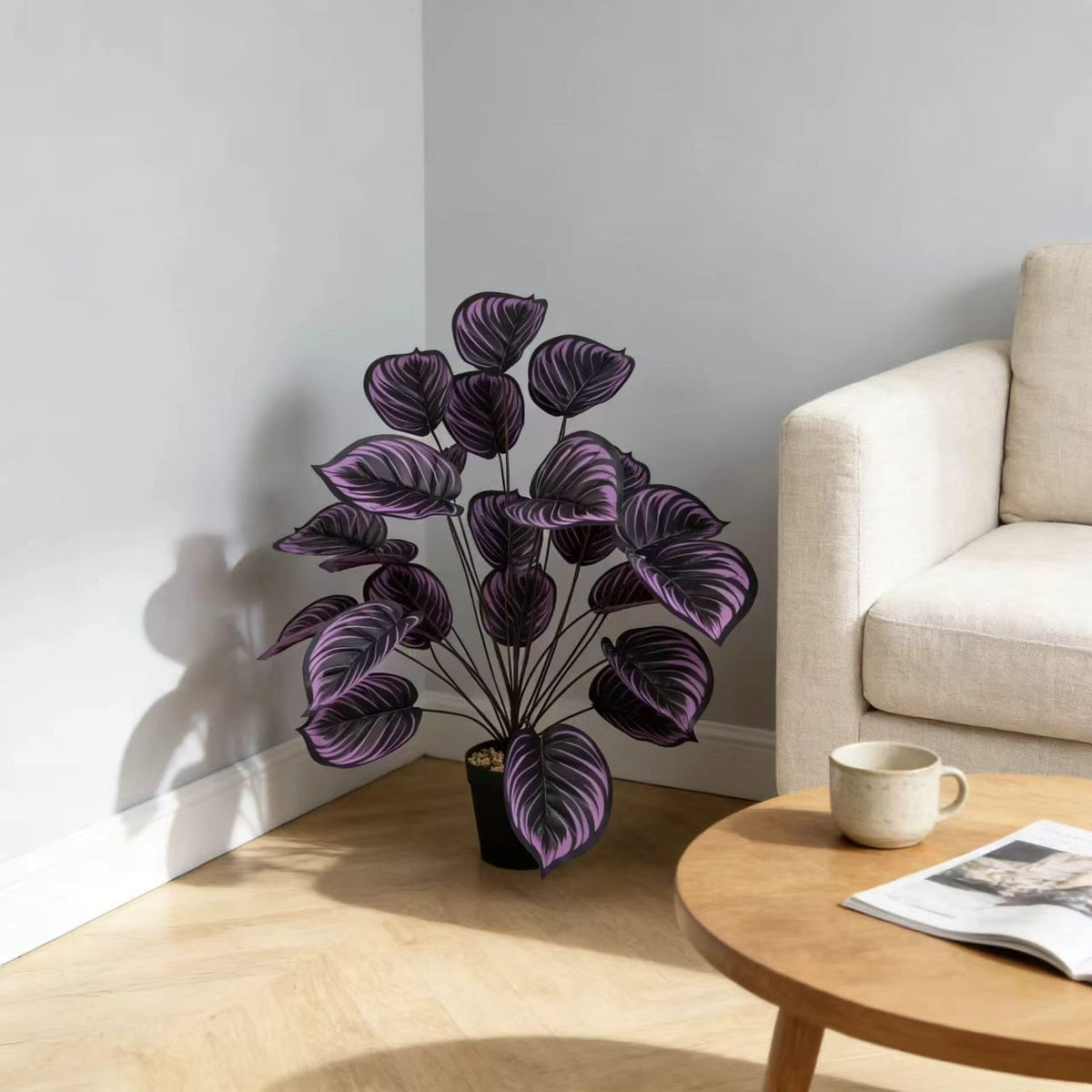 Bouquet de violettes artificielles haut de 85 cm, 24 fleurs - Décoration intérieure élégante, mariage, événements