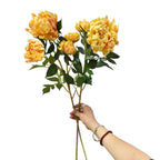 Fleur artificielle Dahlia Chrysanthème, tige unique avec 3 fleurs, 68 cm, décoration intérieure élégante