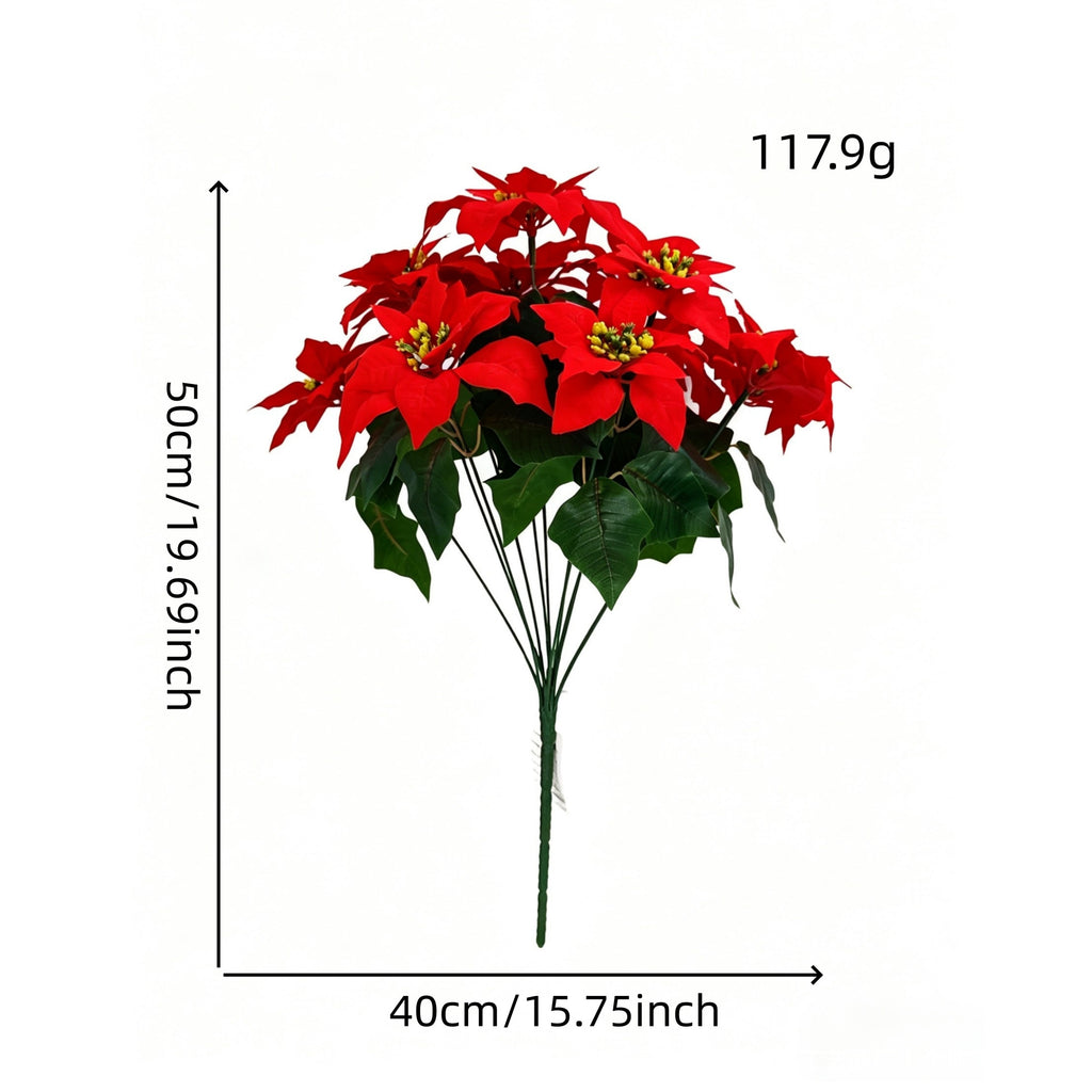Bouquet de 12 fleurs artificielles Poinsettia, 50 cm, idéal pour mariages et décorations de Noël
