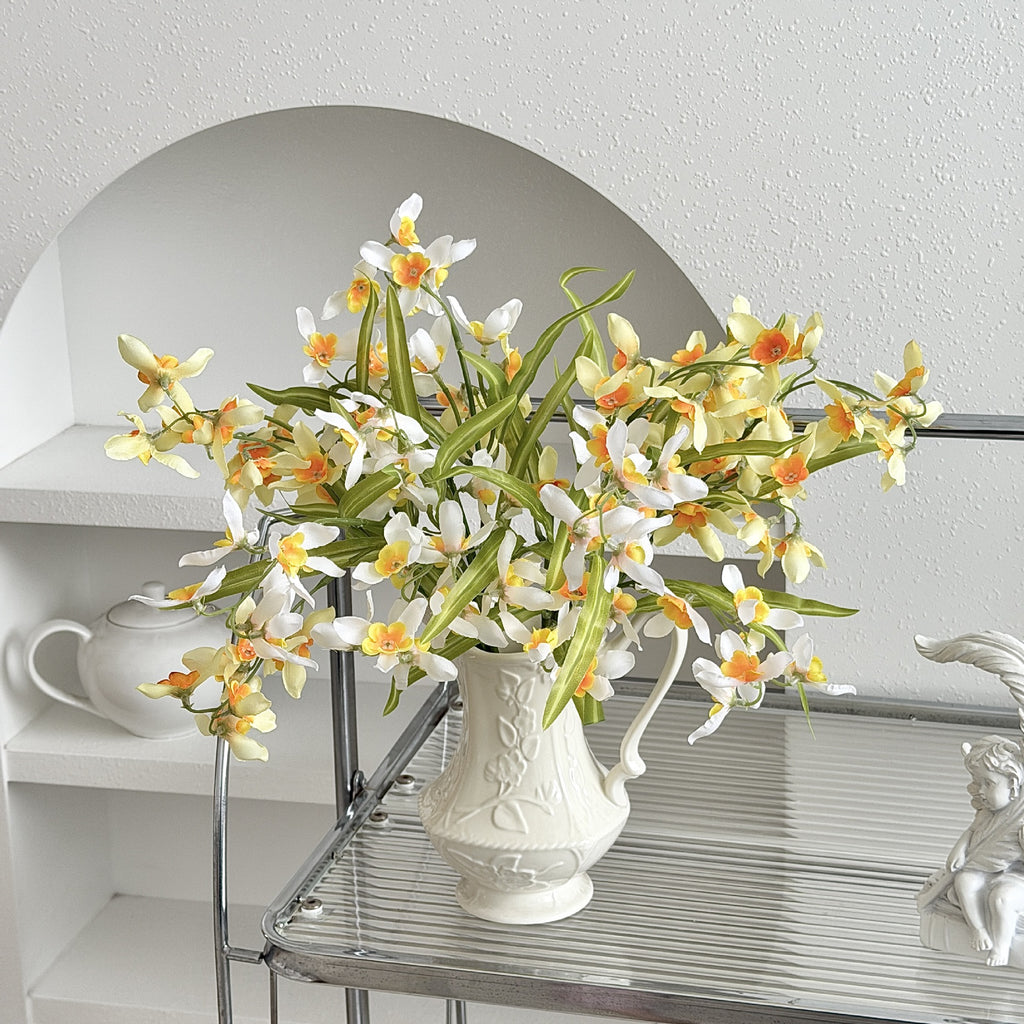 Fleur artificielle orchidée Cymbidium, tige unique, 50 cm, décoration intérieure élégante
