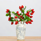Branche décorative artificielle avec fraises et feuilles, 48 cm, idéale pour décoration intérieure, mariages et événements