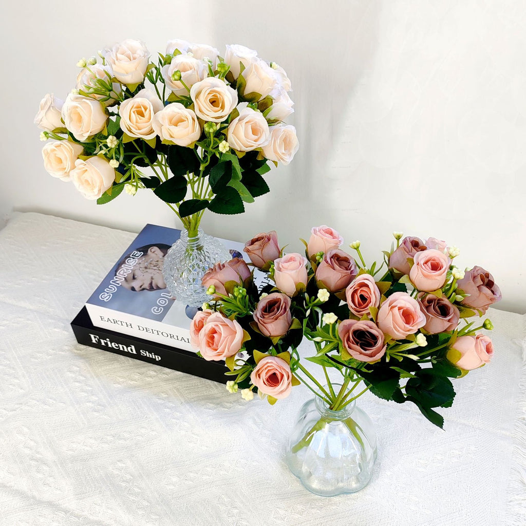 Bouquet de 10 Roses Artificielles en Plastique, 30 cm, Décoration Intérieure Moderne