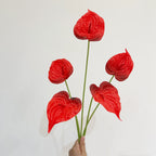 Fleur artificielle en PU, Anthurium rouge, tige unique, 56 cm, idéal pour mariages et décoration intérieure