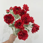 Tige unique de pivoine artificielle en tissu soyeux, 50 cm avec 3 fleurs, décoration intérieure élégante