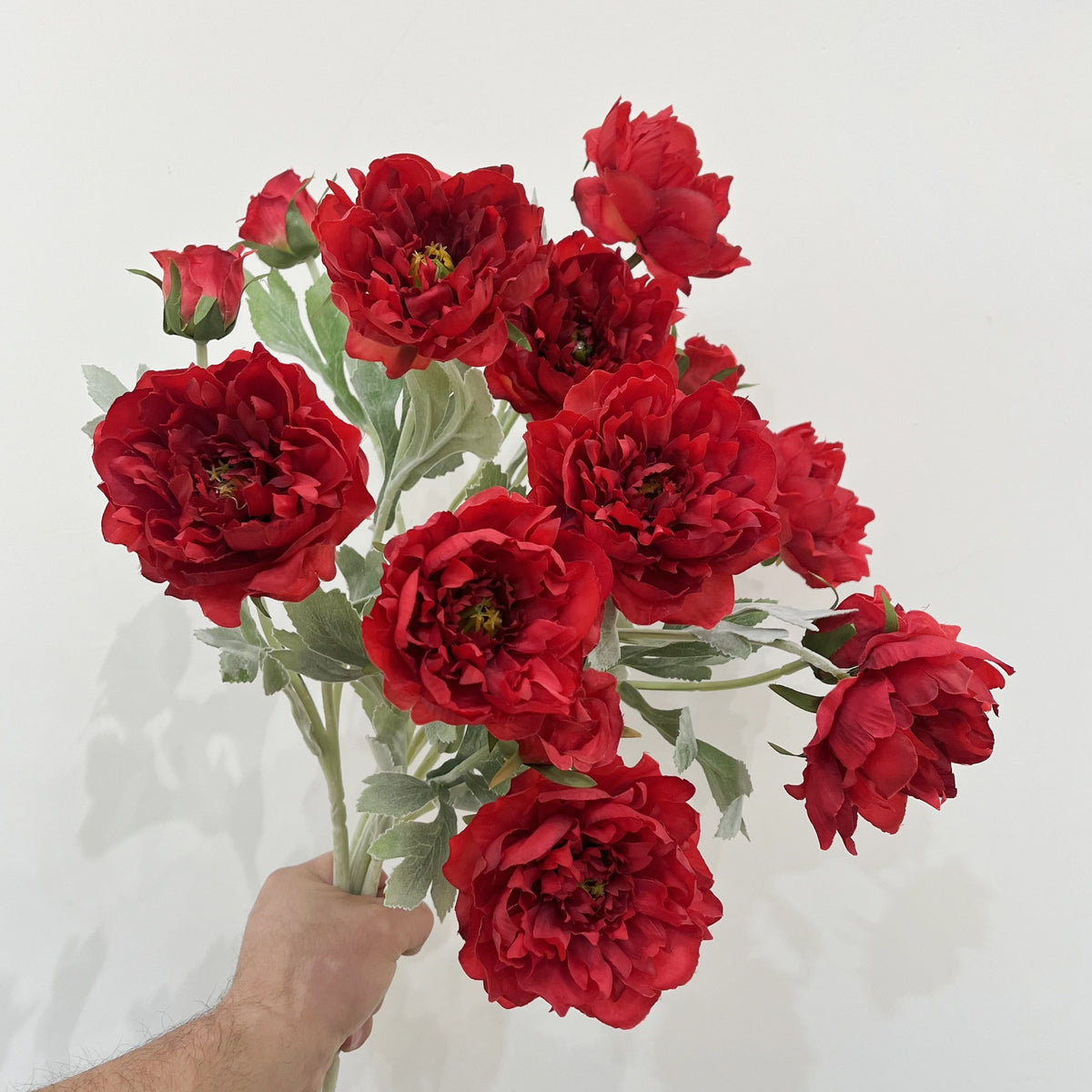 Tige unique de pivoine artificielle en tissu soyeux, 50 cm avec 3 fleurs, décoration intérieure élégante