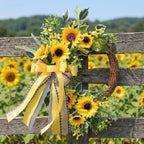 Guirlande de tournesols artificiels 45 cm, décoration automnale pour porte, mariage, fête, intérieur et extérieur