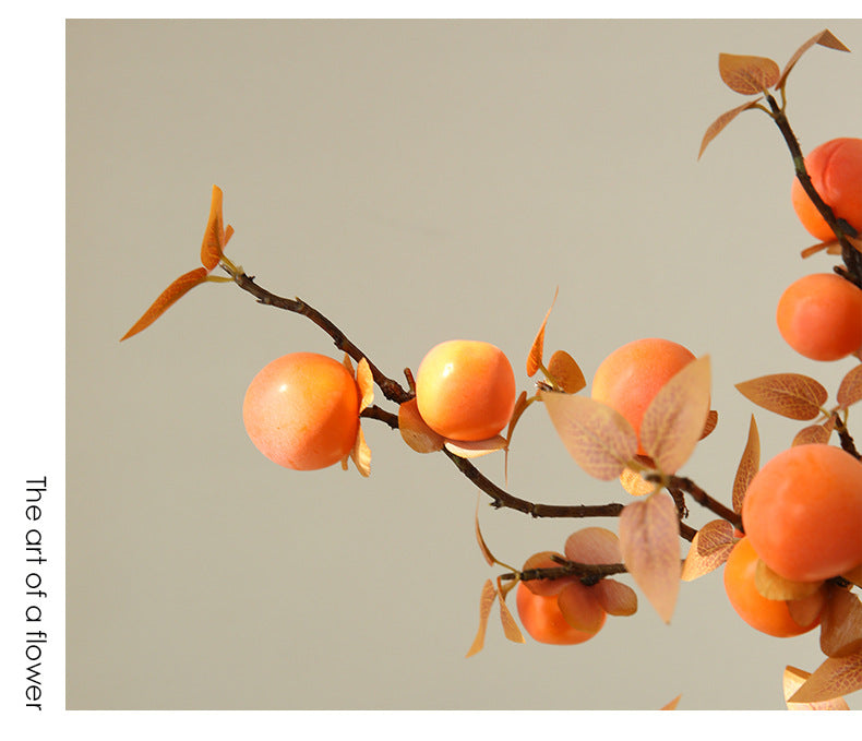 Branche artificielle de kakis d'automne, décoration d'intérieur, 66 cm, style rétro, pour maison, hôtels et vitrines
