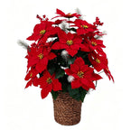 Poinsettia artificiel avec 36 fleurs, décoration de Noël en tissu soyeux, 36 cm, pour mariages, hôtels et décoration d'intérieur