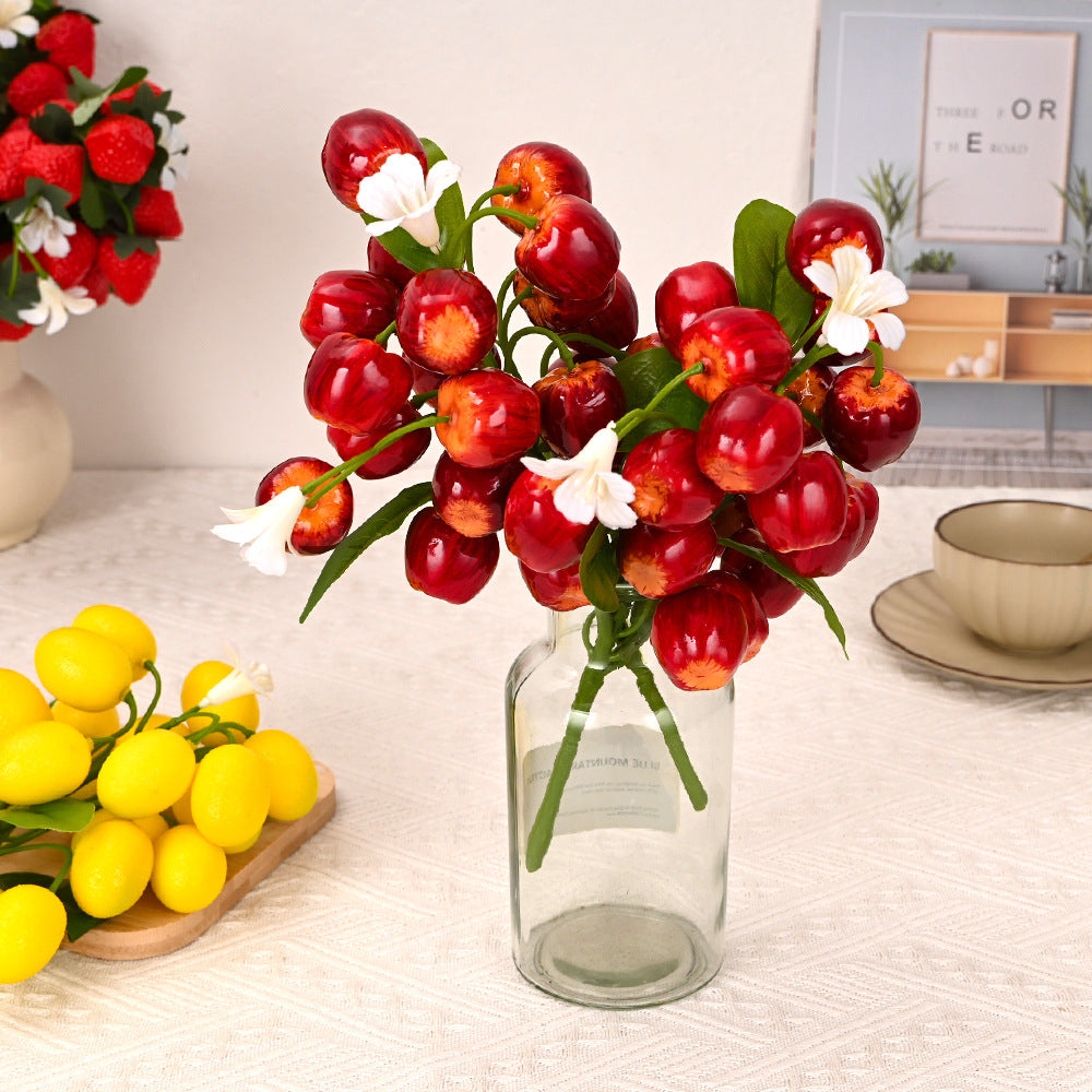 Bouquet de fraises artificielles 19 fruits, 28 cm, décoration intérieurs mariages cadeaux