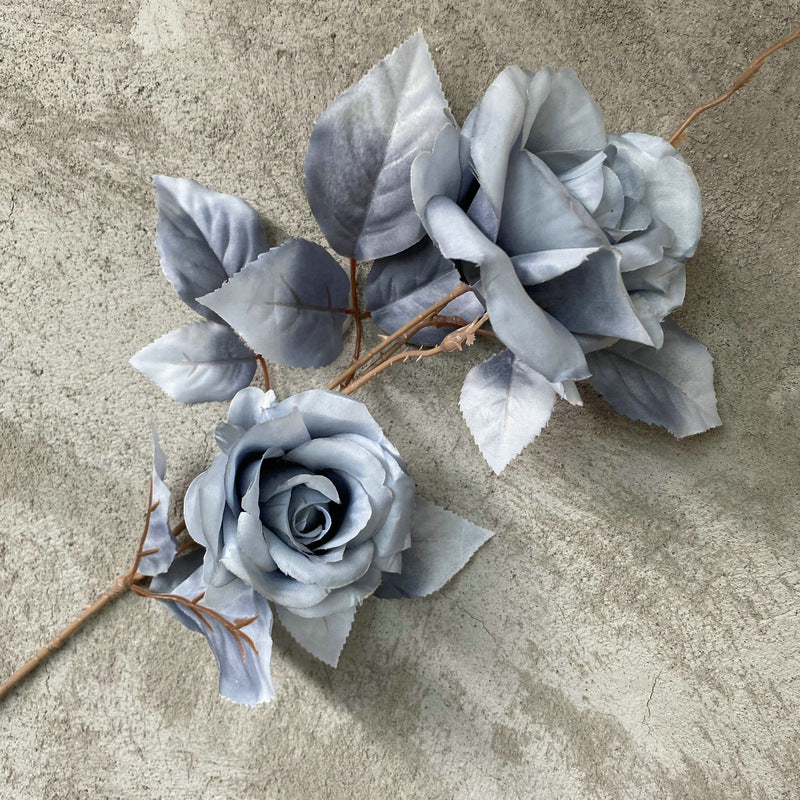 Rose artificielle Alice, tige unique avec 2 fleurs, 80 cm, tissu soyeux, décoration de mariage et maison
