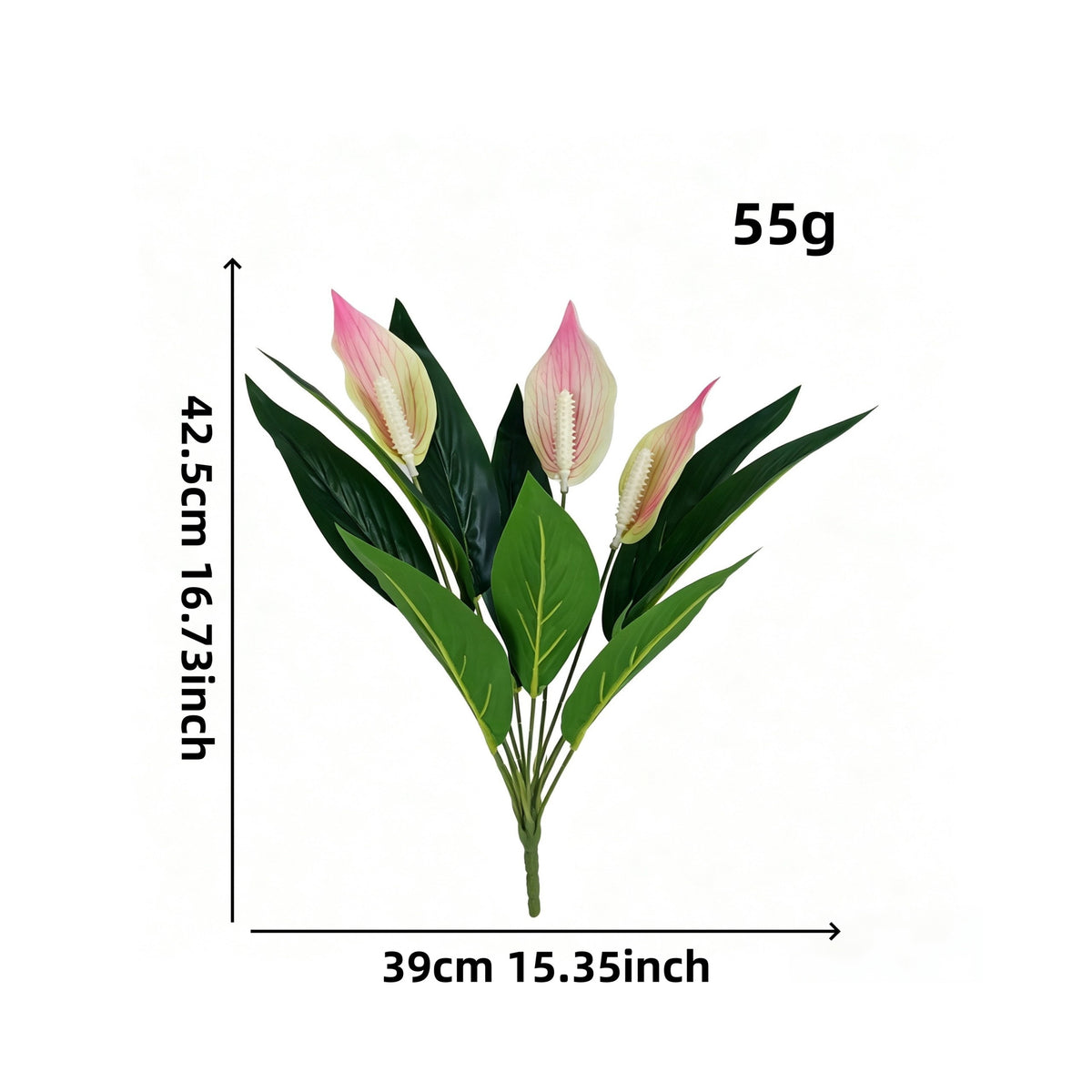 Anthurium artificiel, bouquet de 12 fleurs, 42,5 cm, plastique PE/PVC, décoration intérieure, mariage, événements
