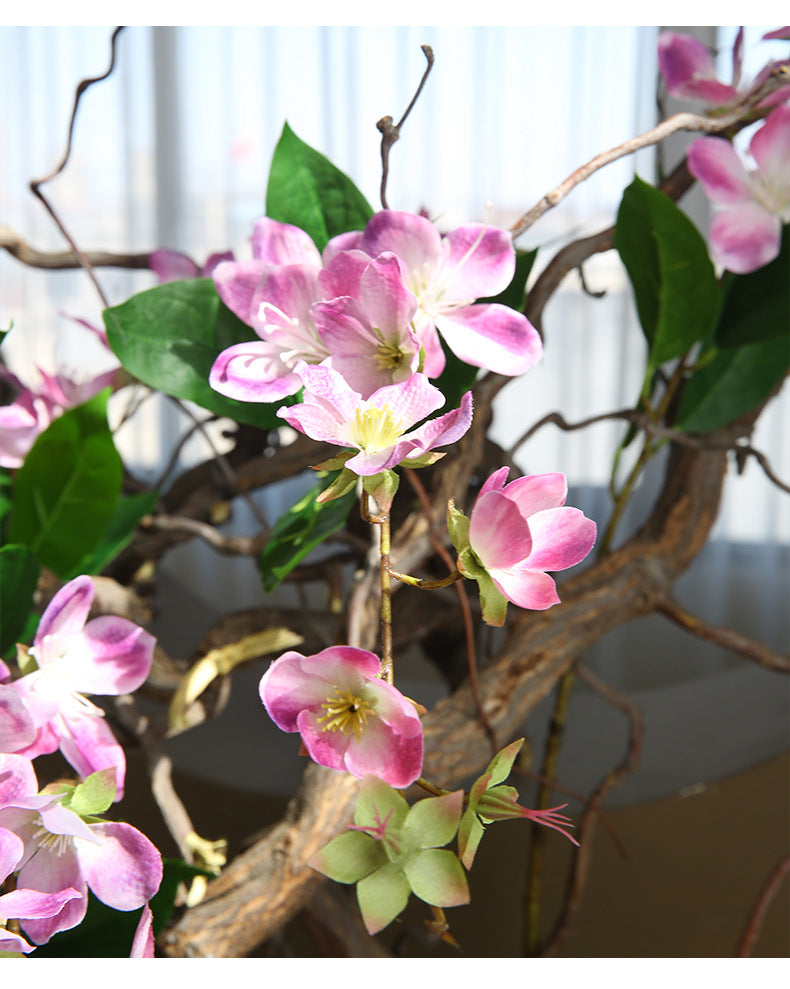 Fleur artificielle Jasmin de Madagascar, tige unique avec 9 fleurs, 80 cm, tissu soyeux, décoration intérieure