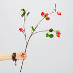 Branche artificielle de fraises, 72 cm, 8 fruits, décoration intérieure élégante