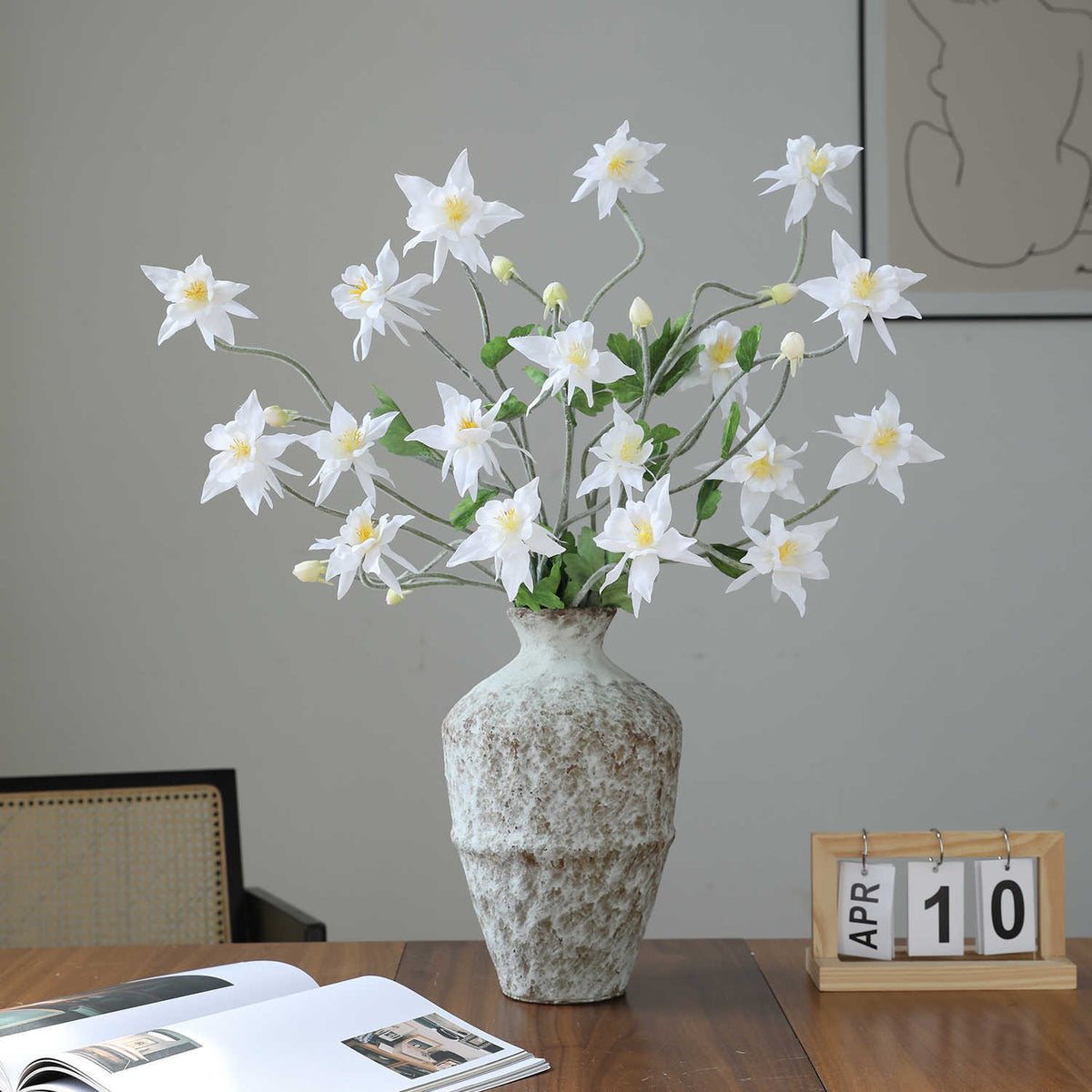 Clématite artificielle de 88 cm, bouquet de 9 fleurs en tissu soyeux, décoration d'intérieur style campagne