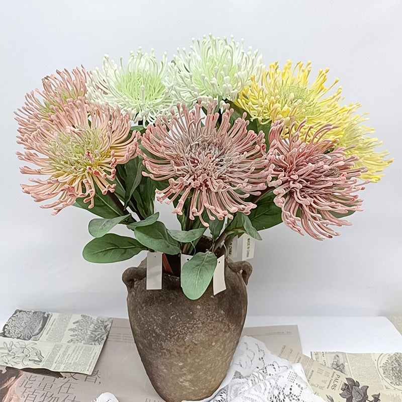 Fleur artificielle chrysanthème vert, tige unique de 58 cm, décoration intérieure style campagne