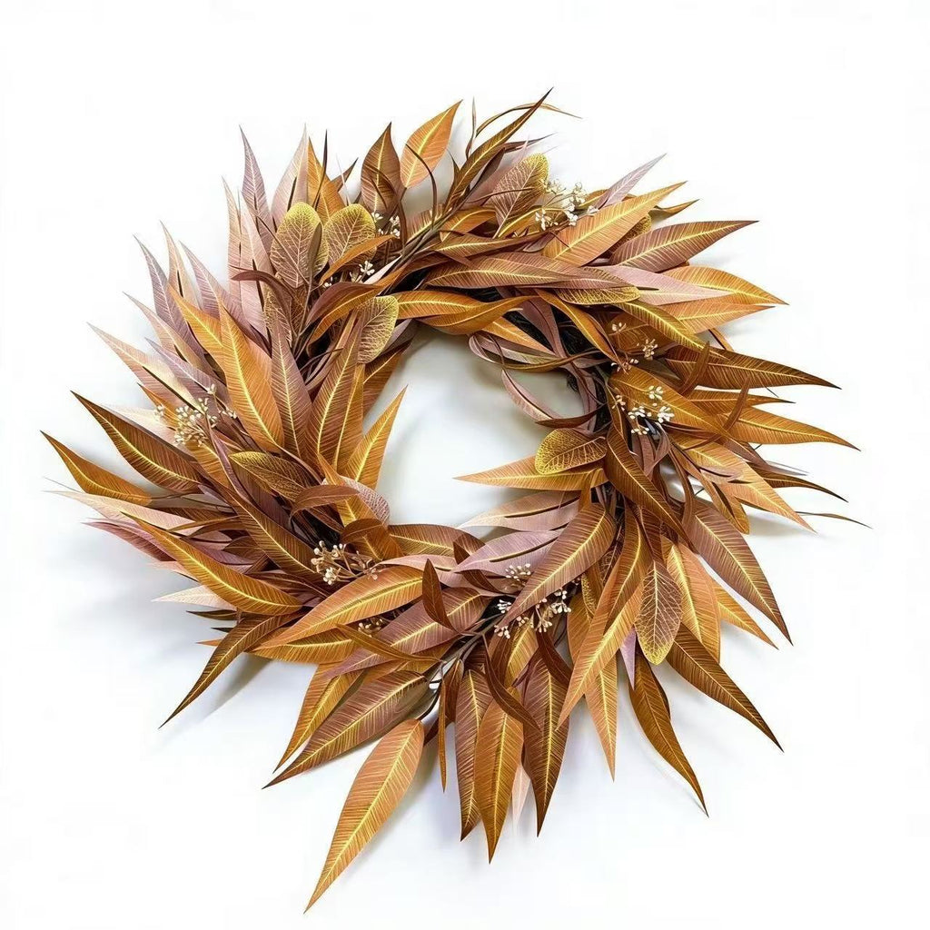 Couronne d'eucalyptus et baies d'automne, 45 cm, décoration murale ou porte, intérieur/extérieur