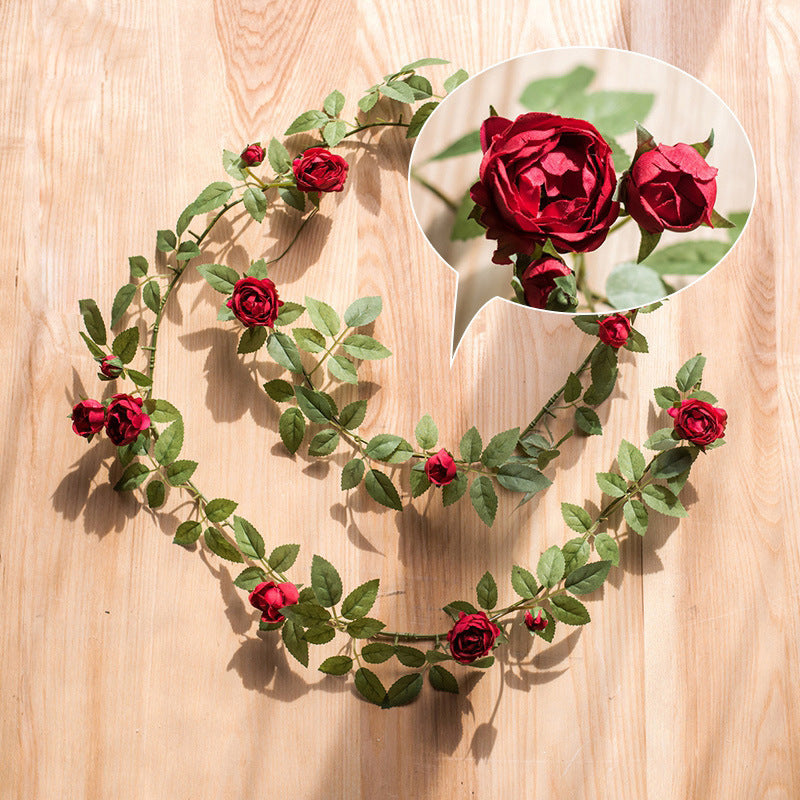Guirlande de Roses Angustifolia et Petites Roses, 145 cm, Tissu Polyester, Décoration Murale et Arche de Mariage