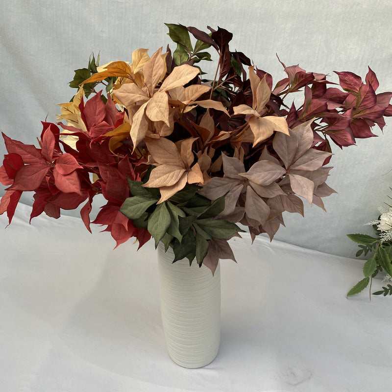 Feuille de Noisetier Artificielle, Tige Unique, 65 Feuilles, 100 cm, Velours, Décoration Élégante pour Mariage et Intérieur