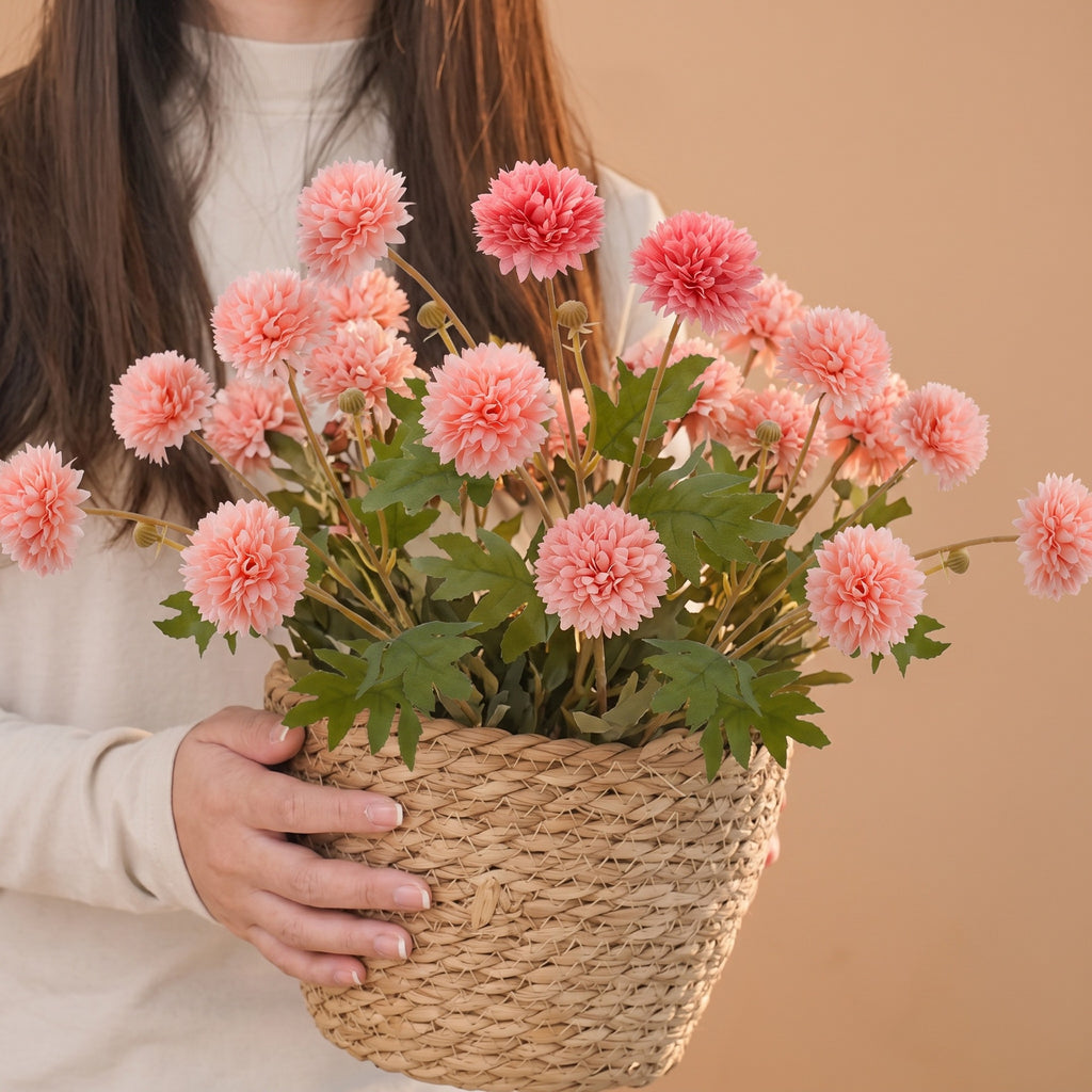Bouquet de 4 fleurs artificielles en soie polyester, pissenlit et chrysanthème, 55 cm, décoration intérieure et extérieure