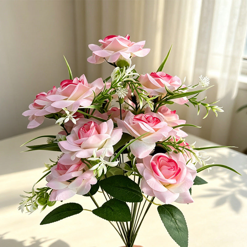 Bouquet de 18 roses artificielles réalistes 40 cm, décoration élégante pour mariage, maison, extérieur, commerce