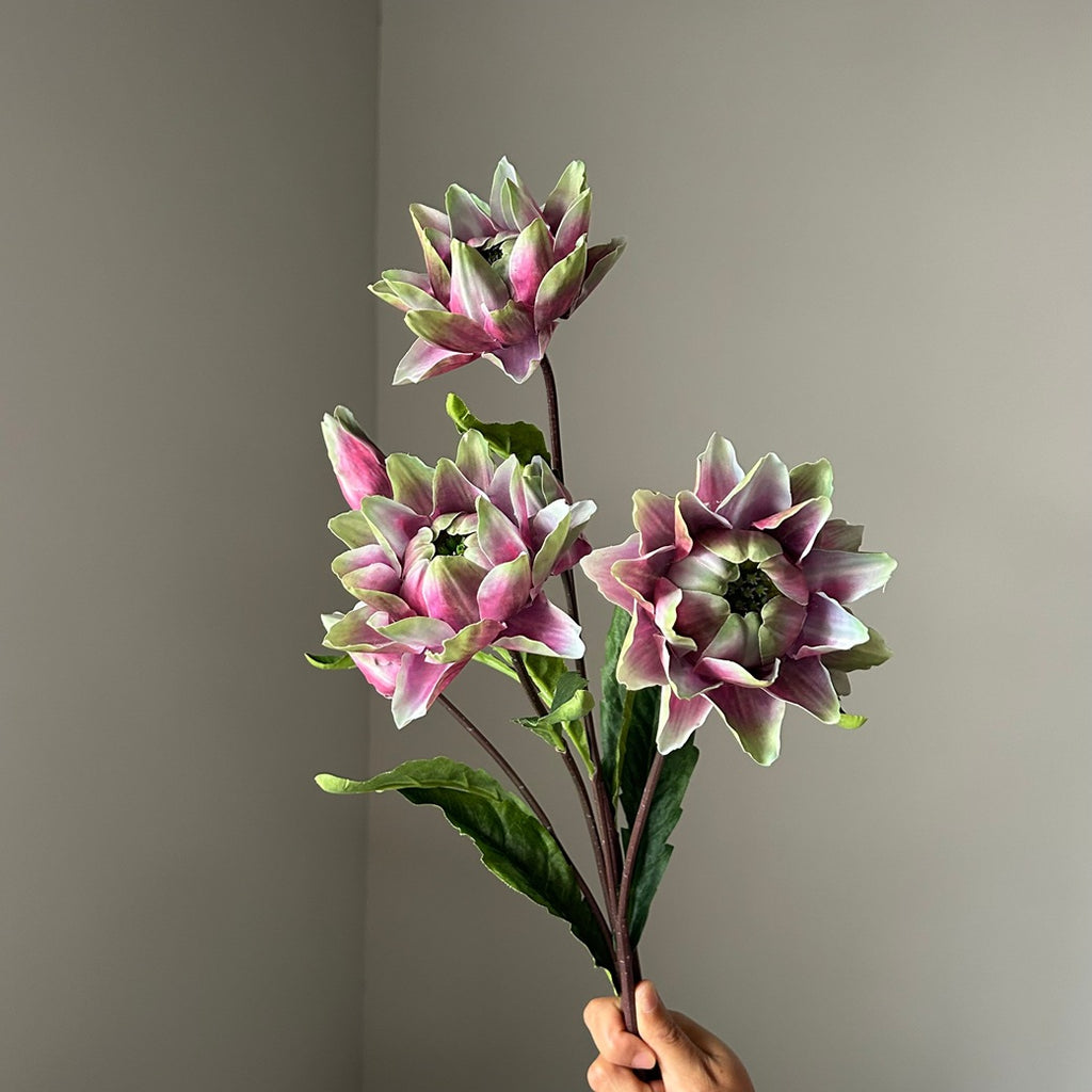 Fleur artificielle chic, tige unique avec 2 fleurs d'Artichaut et d'Ananas, 67 cm, pour mariage et décoration intérieure
