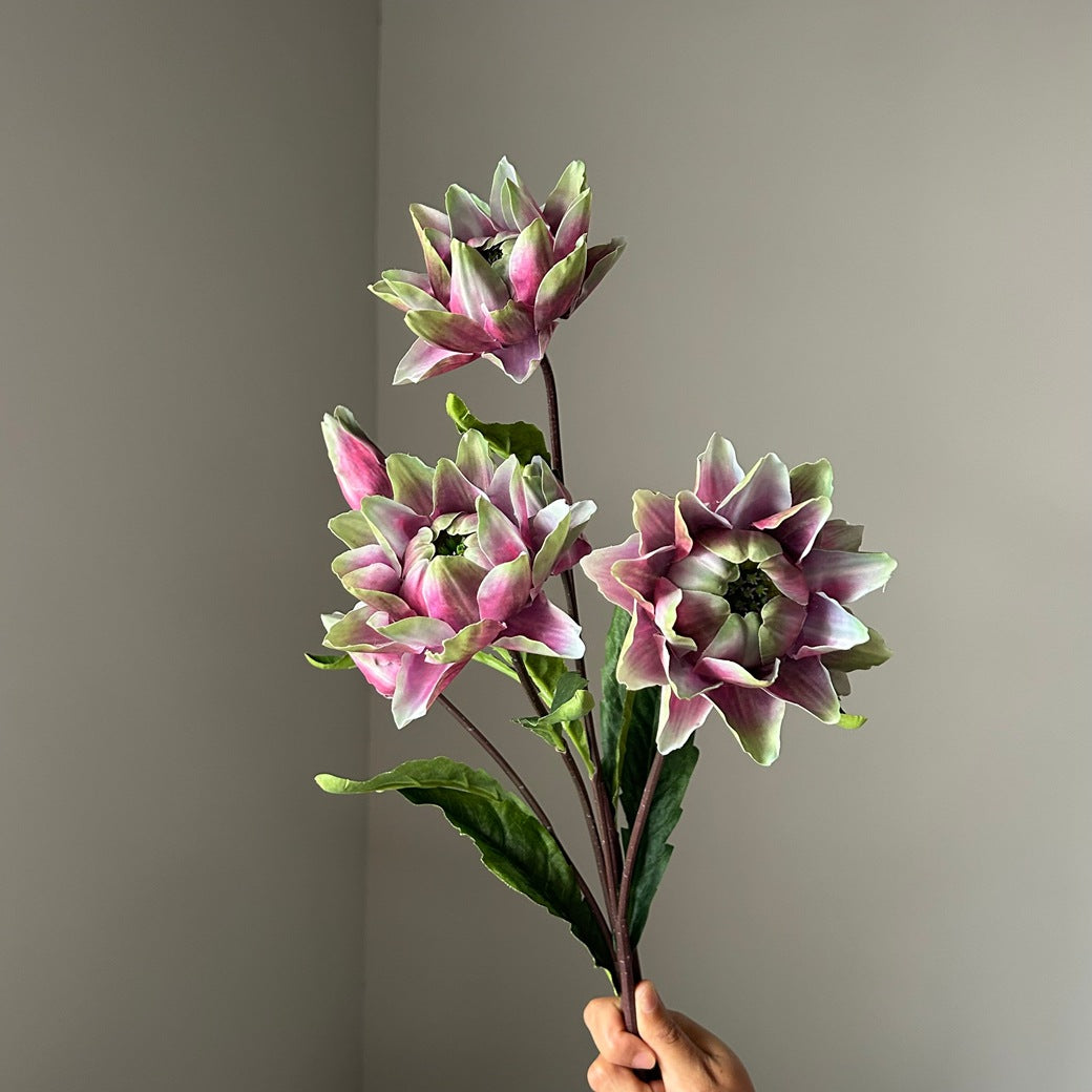 Fleur artificielle chic, tige unique avec 2 fleurs d'Artichaut et d'Ananas, 67 cm, pour mariage et décoration intérieure