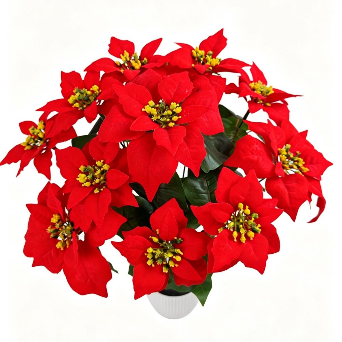 Bouquet de 12 fleurs artificielles Poinsettia, 50 cm, idéal pour mariages et décorations de Noël
