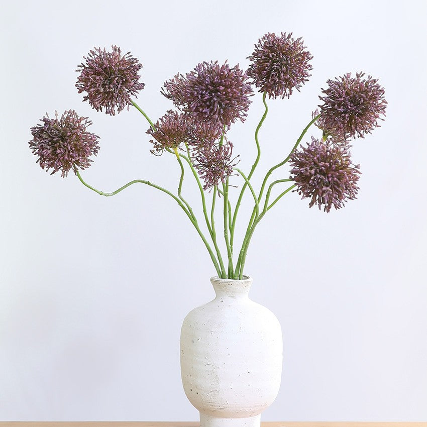 Fleurs artificielles en plastique, Bouquet de 2 têtes d'Allium, 75 cm, Décoration élégante pour mariage, maison et commerce