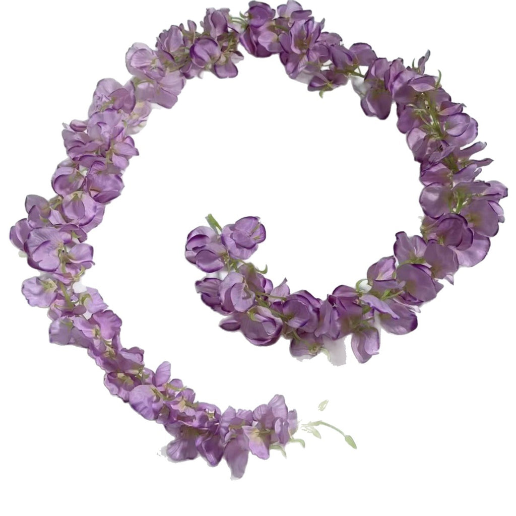 Guirlande de glycine artificielle en tissu soyeux, 150 cm de long, 168 fleurs, pour mariage, décoration intérieure et extérieure