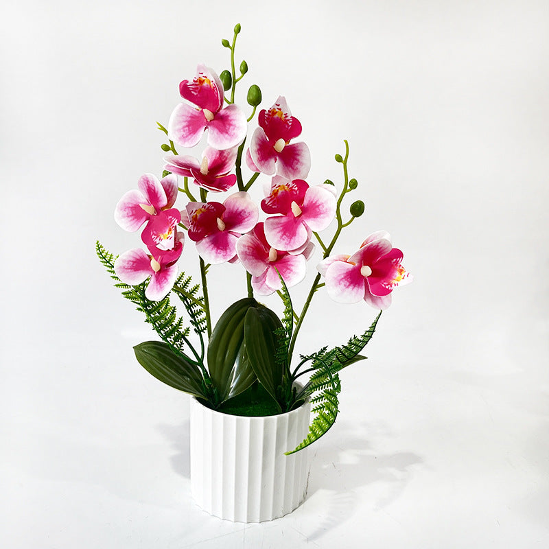 Pot de 9 orchidées papillon, plante artificielle en pot pour décoration intérieure, mariage et bureau, 31.5 cm