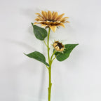 Tournesol Artificiel, Tige Unique avec 2 Fleurs, 116 cm, Décoration Élégante pour Mariage et Intérieur