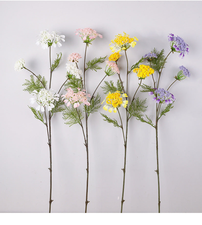 Branche unique de fleurs artificielles pissenlit et perles de neige, 96 cm, tissu soyeux, idéal pour mariages et décoration intérieure