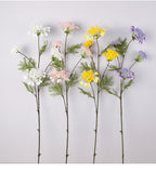 Branche unique de fleurs artificielles pissenlit et perles de neige, 96 cm, tissu soyeux, idéal pour mariages et décoration intérieure