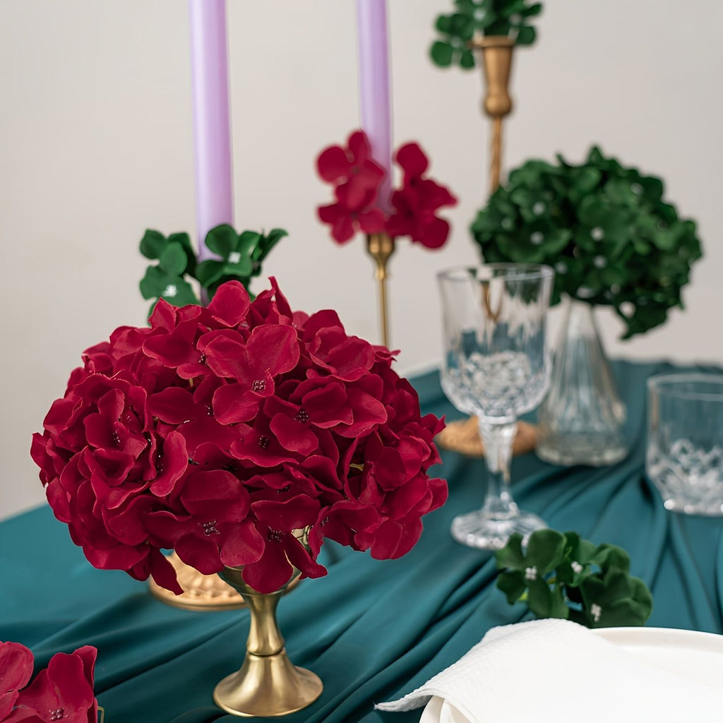 Tête de fleur d'hortensia artificiel en tissu soyeux, 28 cm, couleur bordeaux, pour décoration intérieure et mariage