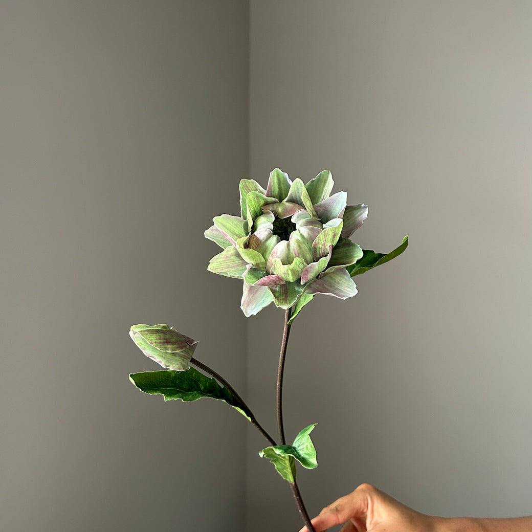 Fleur artificielle chic, tige unique avec 2 fleurs d'Artichaut et d'Ananas, 67 cm, pour mariage et décoration intérieure