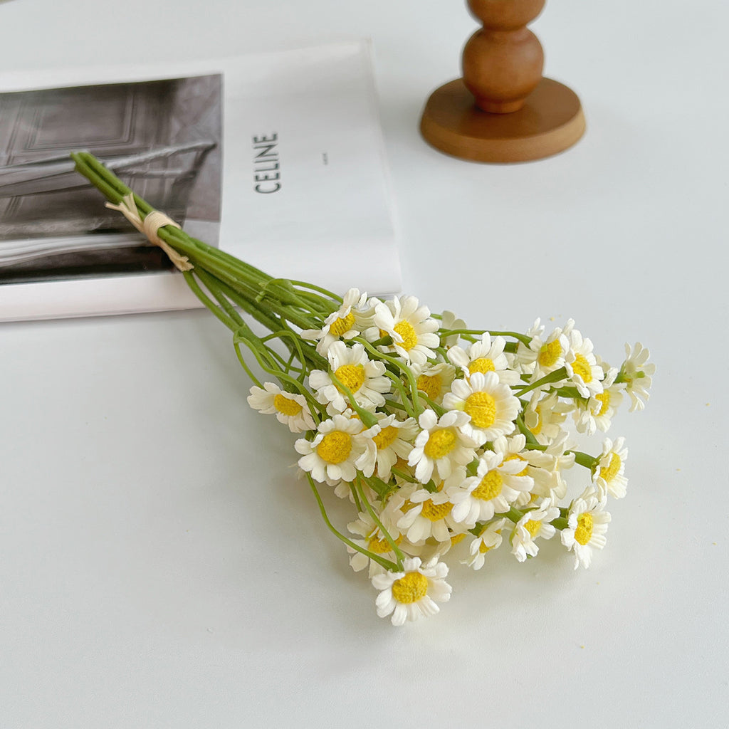 Fleurs Artificielles Marguerites en Soie, Bouquet de 6, 26 cm, Décoration Intérieure, Style Champêtre Provençal