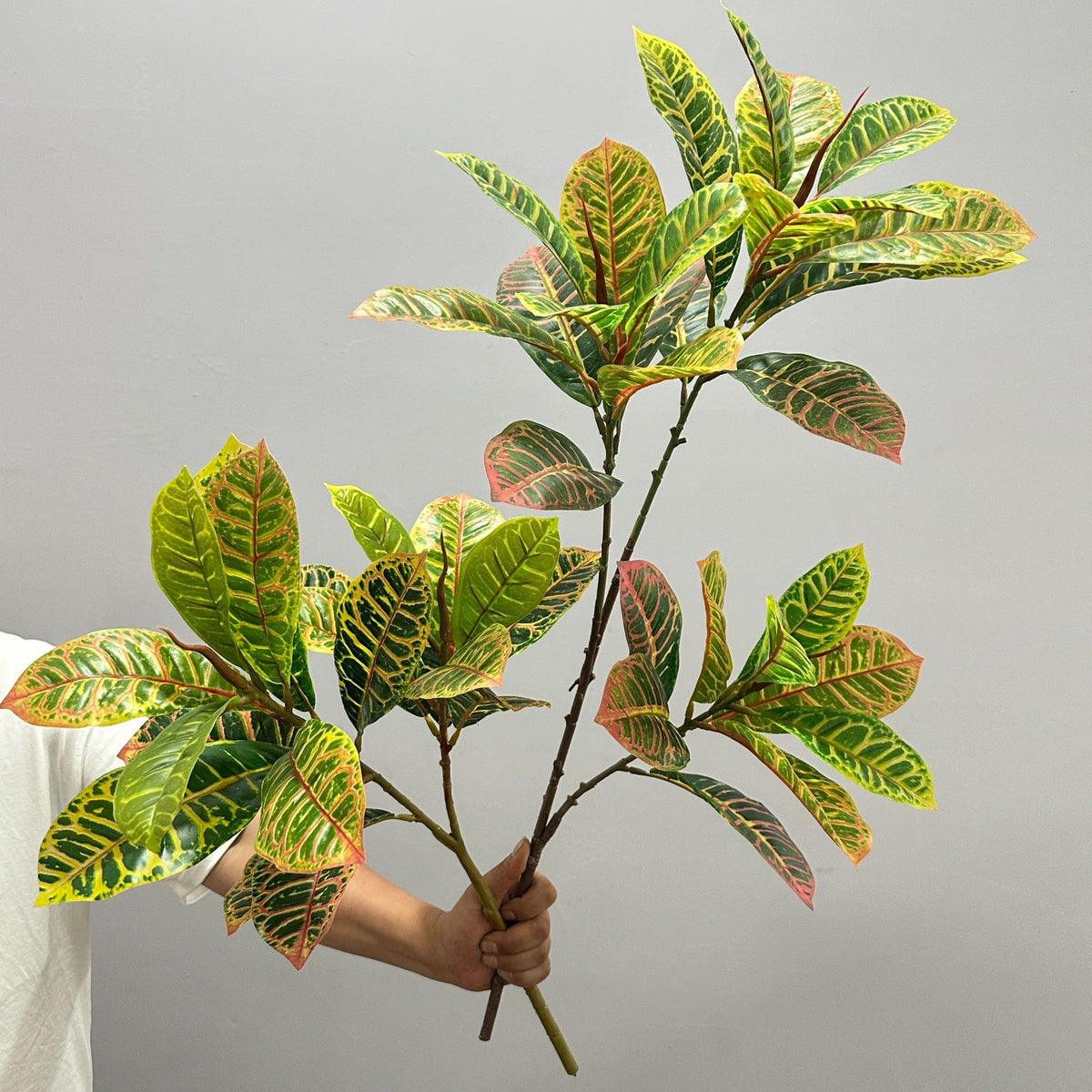 Plante Artificielle Croton, 64 cm, Décoration Intérieure et Extérieure, Style Nordique et Champêtre
