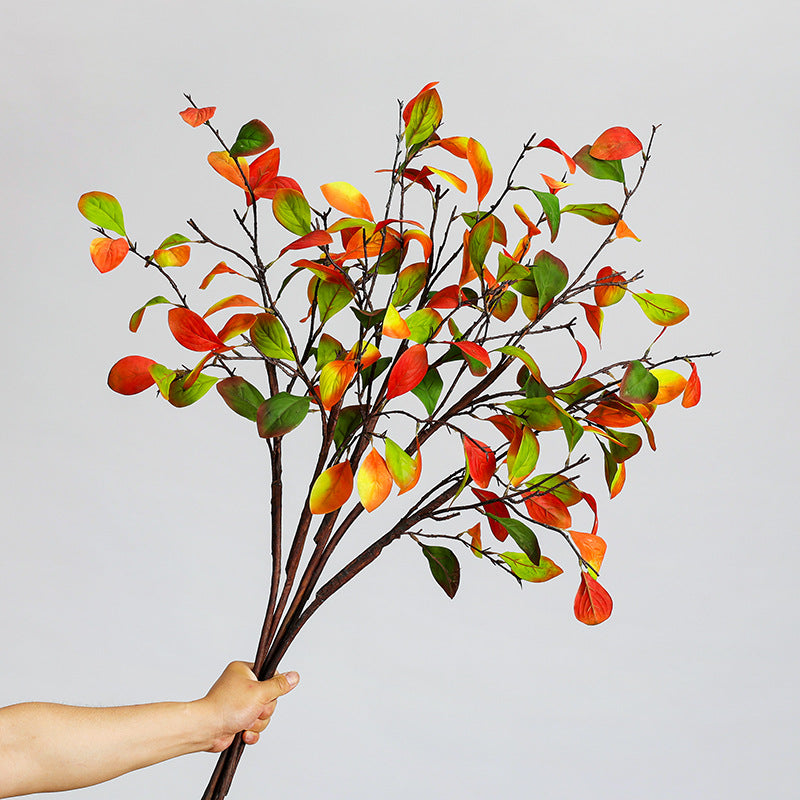 Branche de feuilles de kaki en soie artificielle, longueur 93 cm, décoration intérieure, style campagne