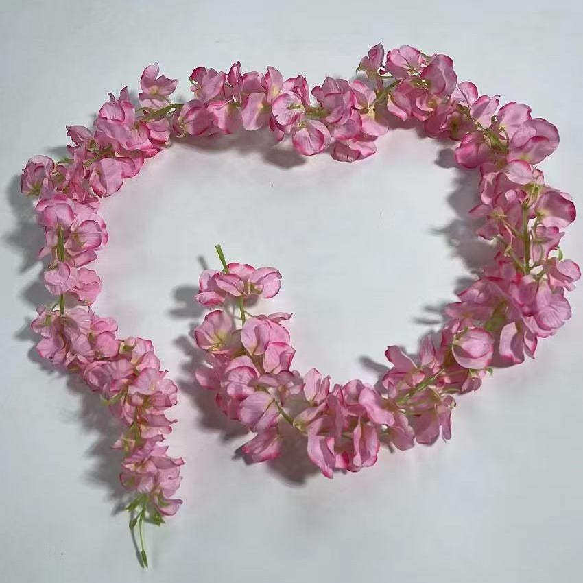 Guirlande de glycine artificielle en tissu soyeux, 150 cm de long, 168 fleurs, pour mariage, décoration intérieure et extérieure
