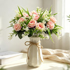 Bouquet de 18 roses artificielles, 40 cm, style champêtre moderne, décoration intemporelle pour mariage, maison et commerce