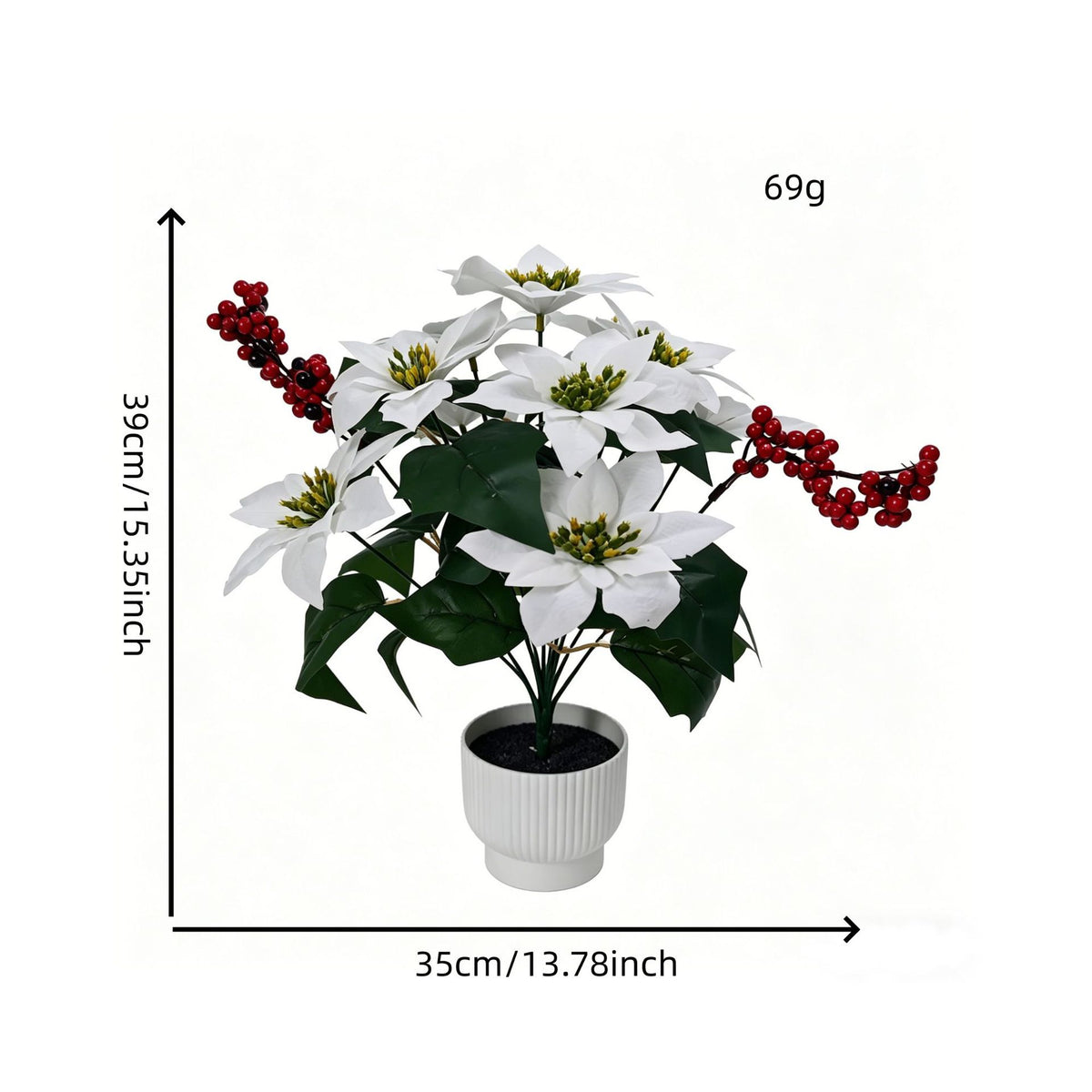 Bouquet artificiel de poinsettias en velours, 53 cm, décoration de Noël et fêtes, intérieur chic