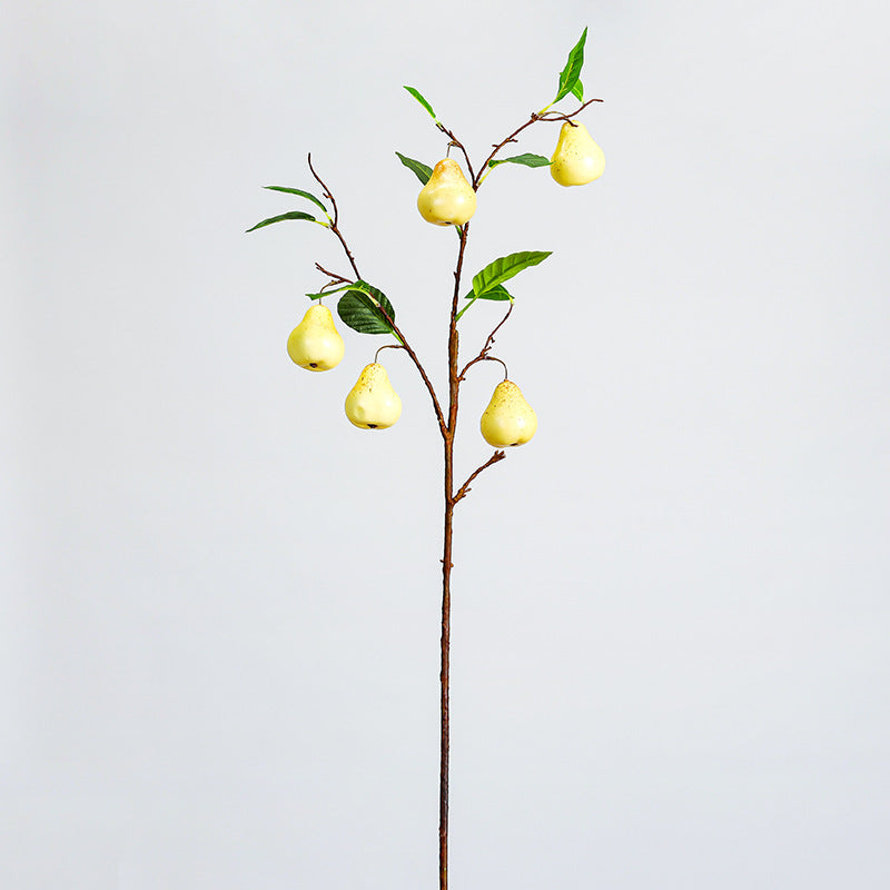 Branche décorative en mousse avec poires en faux fruits, 98 cm, décoration d'intérieur élégante, pour maison, hôtel ou mariage