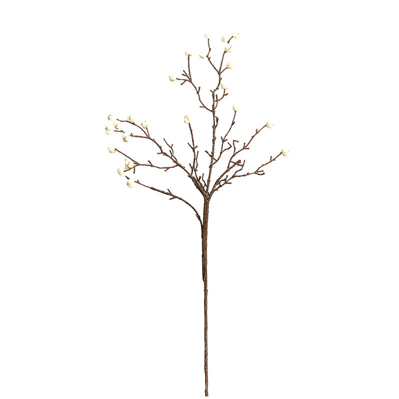 Branche décorative en mousse avec fruits de Sapium, tige unique de 62 cm, 23 fruits, style rétro et élégant