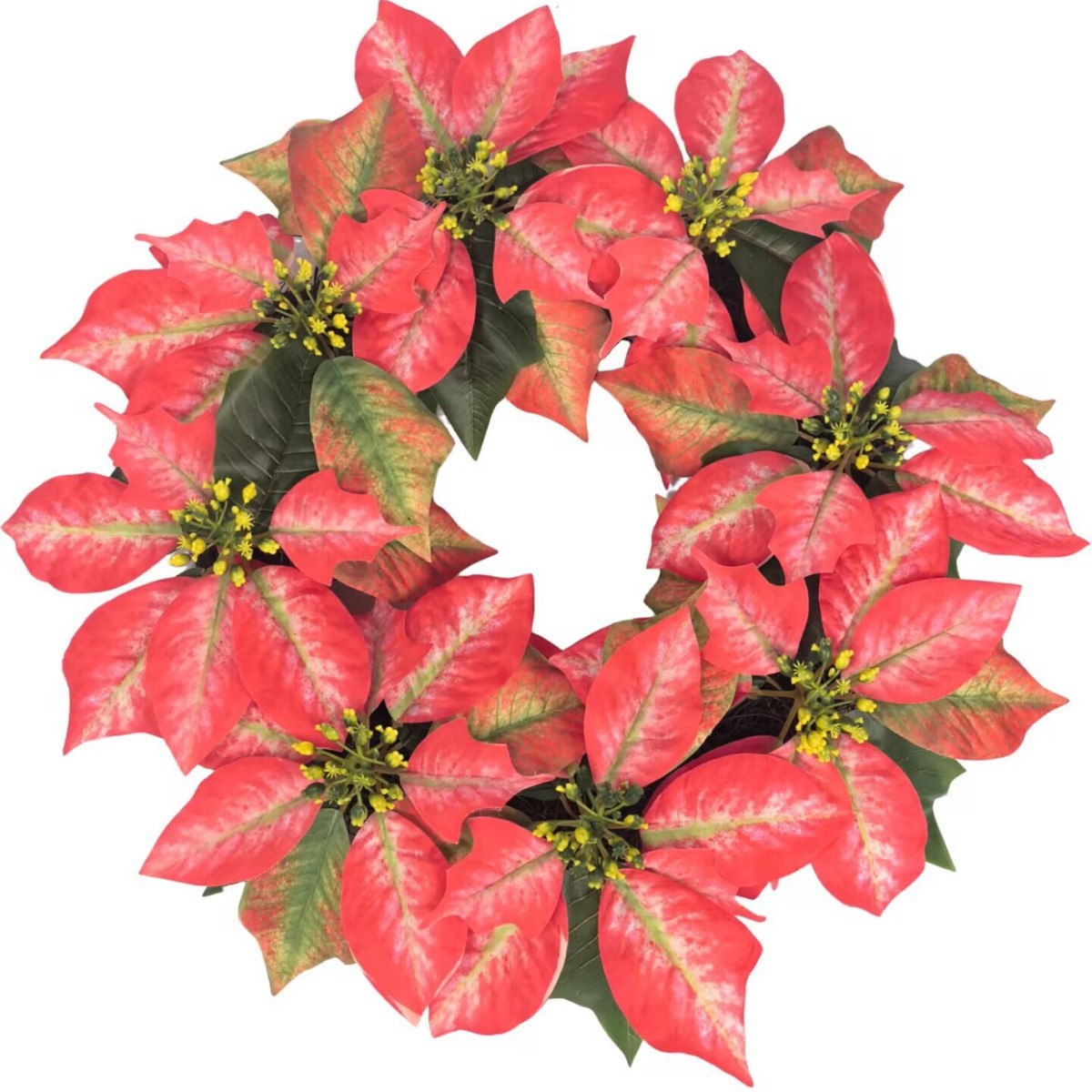 Guirlande de fleurs artificielles Poinsettia pour Noël, décoration murale ou porte, 46 cm, plastique élégant