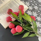 Branche artificielle de litchis, décoration de table élégante, 45 cm, 9 fruits, style provençal, pour mariage, hôtel ou maison