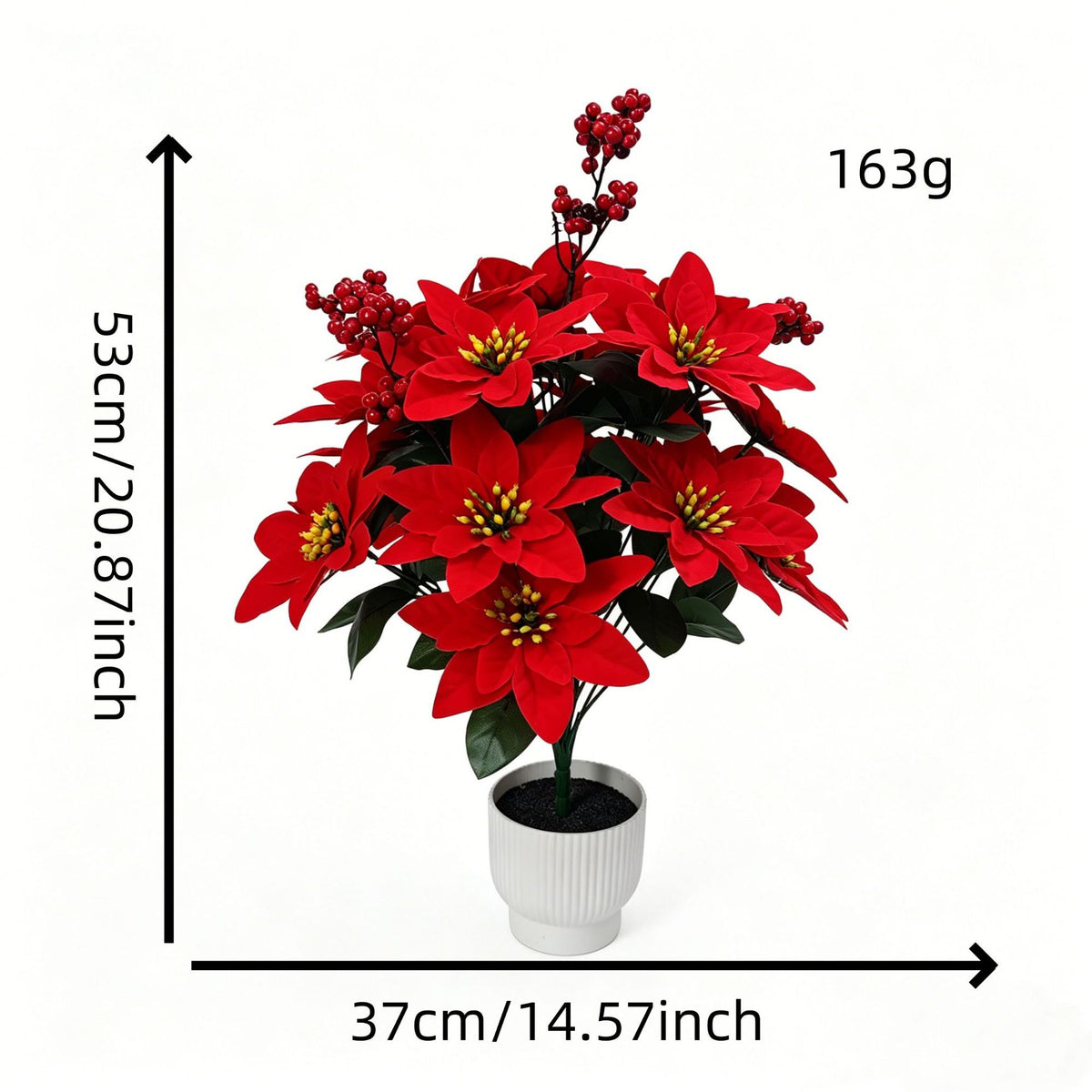 Bouquet artificiel de poinsettias en velours, 53 cm, décoration de Noël et fêtes, intérieur chic